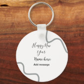 Happy new year name message gray simple holiday  sleutelhanger (Achterkant)