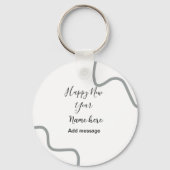 Happy new year name message gray simple holiday  sleutelhanger (Achterkant)