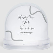 Happy new year name message gray simple holiday  sneeuwbol (Achterkant)