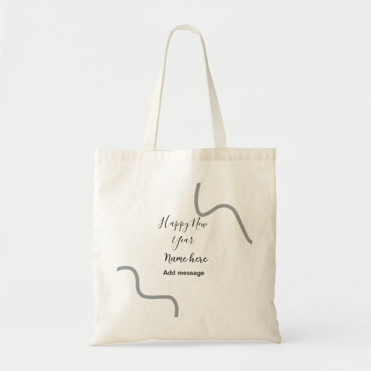 Happy new year name message gray simple holiday  tote bag (Voorkant)