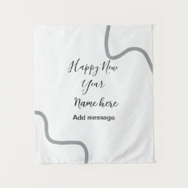 Happy new year name message gray simple holiday  wandkleed
