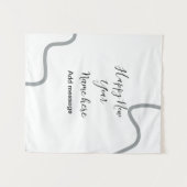 Happy new year name message gray simple holiday  wandkleed (Voorkant (horizontaal))