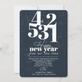 Happy New Year Navy Countdown Bewegende Aankondigi Feestdagenkaart (Voorkant)