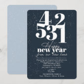 Happy New Year Navy Countdown Bewegende Aankondigi Feestdagenkaart (Voorkant / Achterkant)