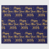 Happy New Year Navy Wrapping Paper Cadeaupapier (Vlak)