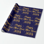 Happy New Year Navy Wrapping Paper Cadeaupapier (Uitgerold)