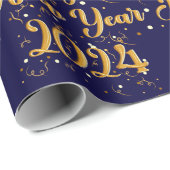 Happy New Year Navy Wrapping Paper Cadeaupapier (Rol Hoek)