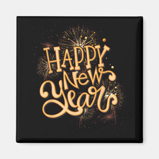 Happy New Year New Years Eve Party , Black  Magneet (Voorkant)