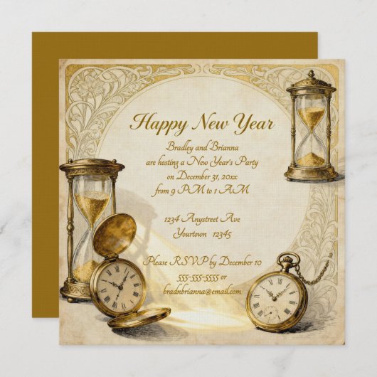 Happy New Year New Year's Eve Party Kaart (Voorkant / Achterkant)