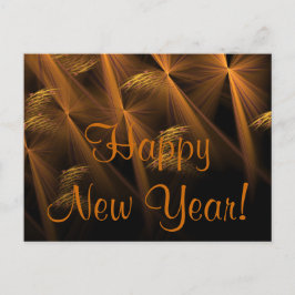 Happy New Year Night Reeds Abstract Fractal Feestdagenkaart