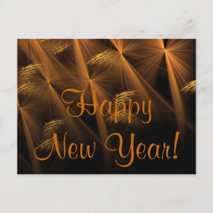 Happy New Year Night Reeds Abstract Fractal Feestdagenkaart