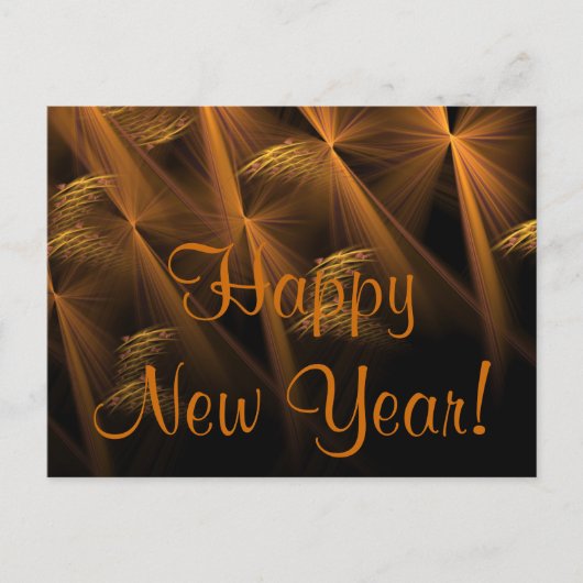 Happy New Year Night Reeds Abstract Fractal Feestdagenkaart (Voorkant)