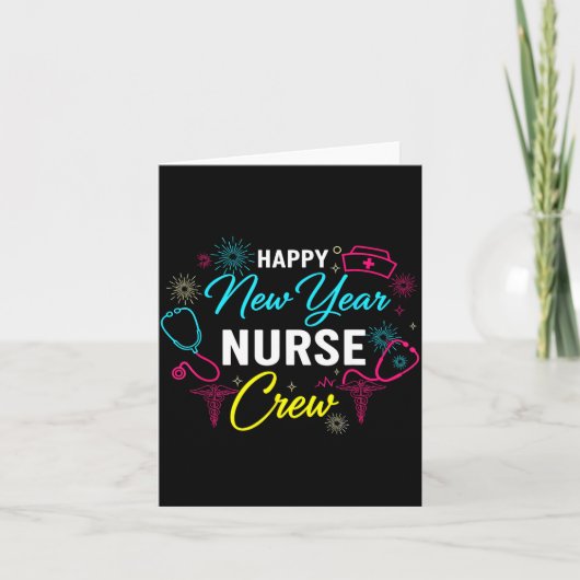 Happy New Year Nurse Shirt, Fireworks Stethoscope  Kaart (Voorkant)