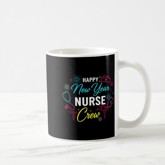 Happy New Year Nurse Shirt, Fireworks Stethoscope  Koffiemok (Rechts)