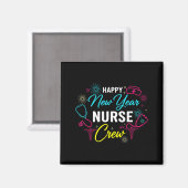 Happy New Year Nurse Shirt, Fireworks Stethoscope Magneet (Voorkant / Achterkant)
