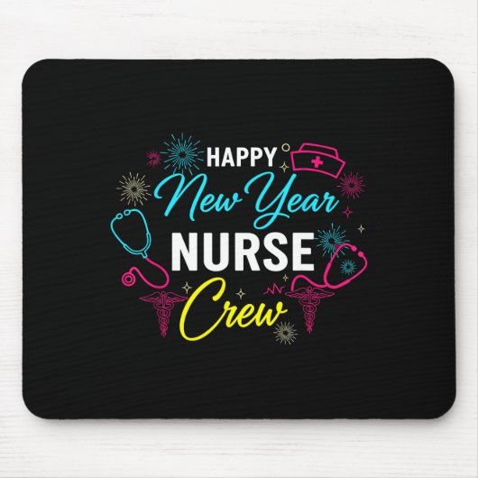 Happy New Year Nurse Shirt, Fireworks Stethoscope  Muismat (Voorkant)