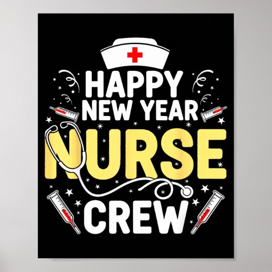 Happy New Year Nurse Shirt, Fireworks Stethoscope  Poster (Voorkant)