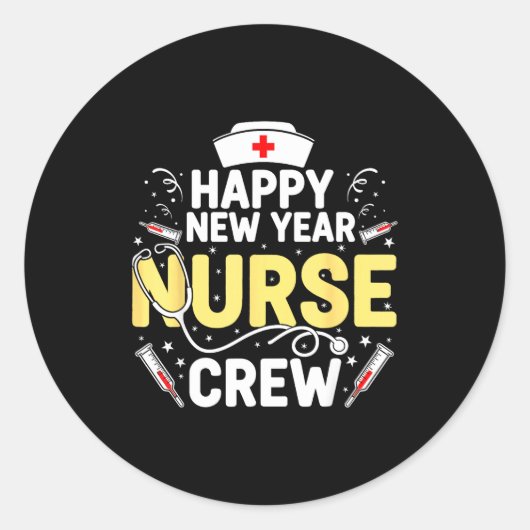 Happy New Year Nurse Shirt, Fireworks Stethoscope  Ronde Sticker (Voorkant)