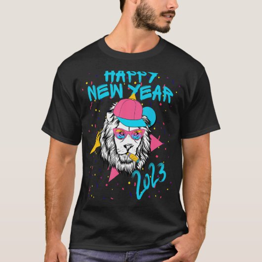 Happy New Year NYE Party Happy New Year Lion T-shirt (Voorkant)