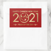 Happy New Year of The Ox - 2021 Rechthoekige Sticker (Tas)