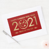 Happy New Year of The Ox - 2021 Rechthoekige Sticker (Envelop)