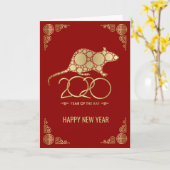 Happy New Year of The Rat - 2020 Kaart (Gele Bloem)