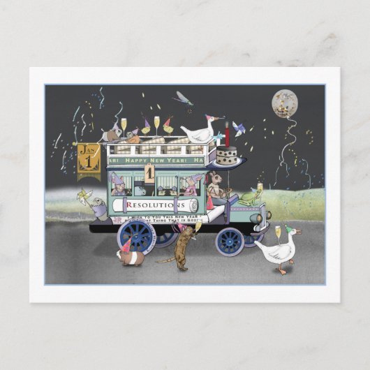 Happy New Year Omnibus Briefkaart (Voorkant)