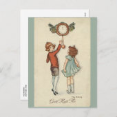 Happy New Year - oude Scandinavisch - Retro Feestdagenkaart (Voorkant / Achterkant)