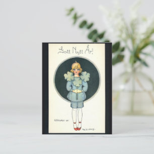 Happy New Year - oude Scandinavisch - Retro Feestdagenkaart