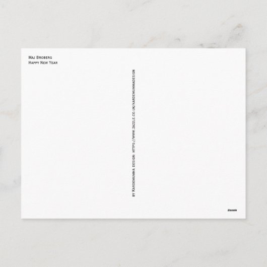 Happy New Year - oude Scandinavisch - Retro Feestdagenkaart (Achterkant)