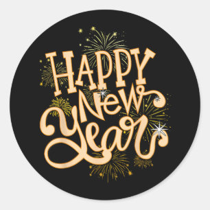 Happy New Year Oudejaarsavond Party Vrouwen Mannen Ronde Sticker