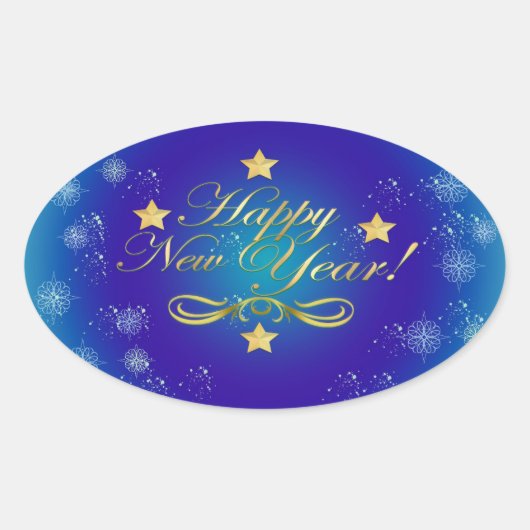 Happy New Year Oval Sticker (Voorkant)