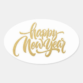 Happy New Year Oval Sticker