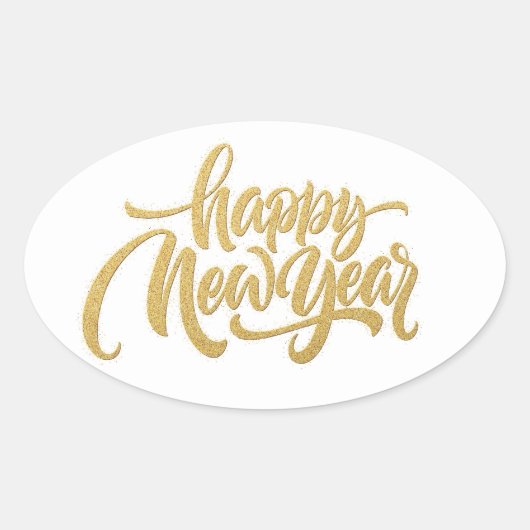 Happy New Year Oval Sticker (Voorkant)