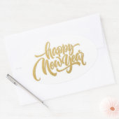 Happy New Year Oval Sticker (Envelop)