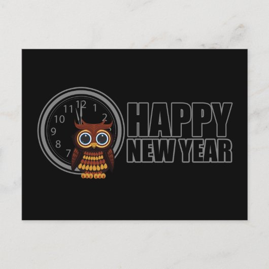 Happy New Year - Owl Feestdagenkaart (Voorkant)