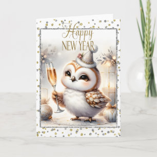 Happy New Year Owl Kaart