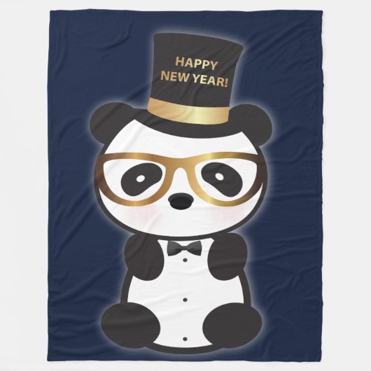 Happy New Year Panda Beer - Leon Tuxedo Fleece Deken (Voorkant)