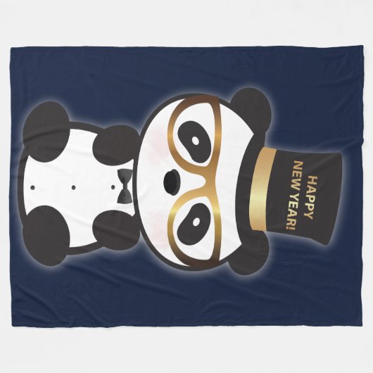 Happy New Year Panda Beer - Leon Tuxedo Fleece Deken (Voorkant (Horizontaal))
