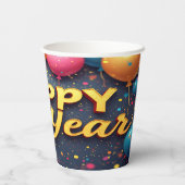 Happy New Year Paper Cups Papieren Bekers (Achterkant)