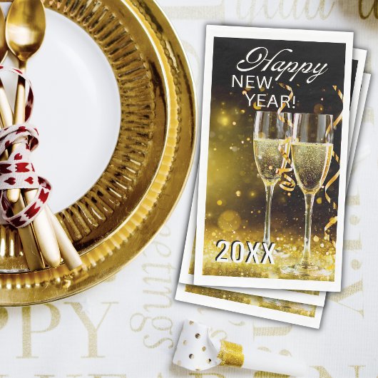 Happy New Year Paper Guest Towels Servet
