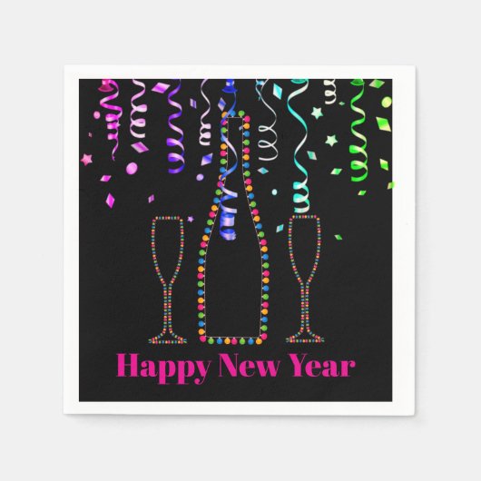 Happy New Year Paper Party Napkins Servet (Voorkant)