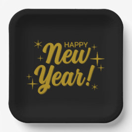 Happy New Year Paper Plates Papieren Bordje