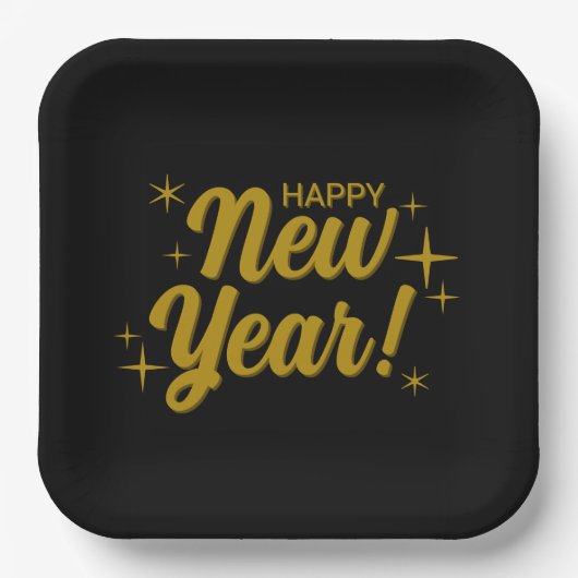 Happy New Year Paper Plates Papieren Bordje (Voorkant)