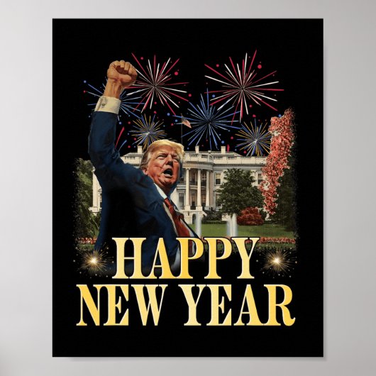 Happy New Year Party 2025 Trump 2024 Neem Amerika Poster (Voorkant)