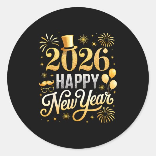 Happy New Year Party 2026 Ballon Family Matching C Ronde Sticker (Voorkant)