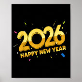 Happy New Year Party 2026 Ballon Family Matching M Poster (Voorkant)