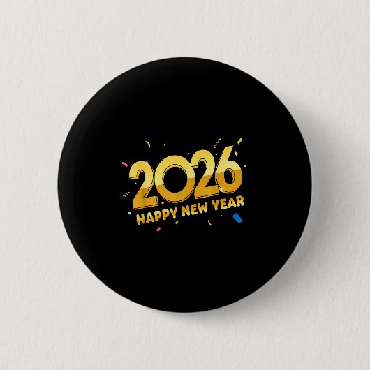 Happy New Year Party 2026 Ballon Family Matching M Ronde Button 5,7 Cm (Voorkant)