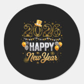 Happy New Year Party 2026 Ballon Family Matching M Ronde Sticker (Voorkant)
