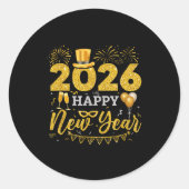 Happy New Year Party 2026 Ballon Family Matching M Ronde Sticker (Voorkant)
